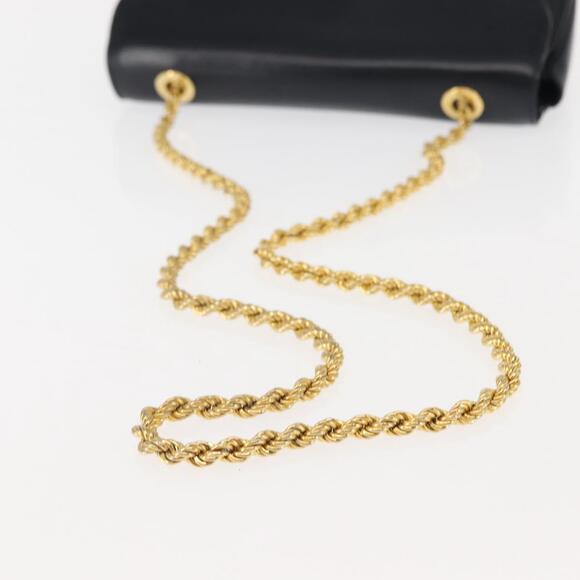 CELINE Chain Shoulder Bag Leather Navy Gold - Picture 7 of 12